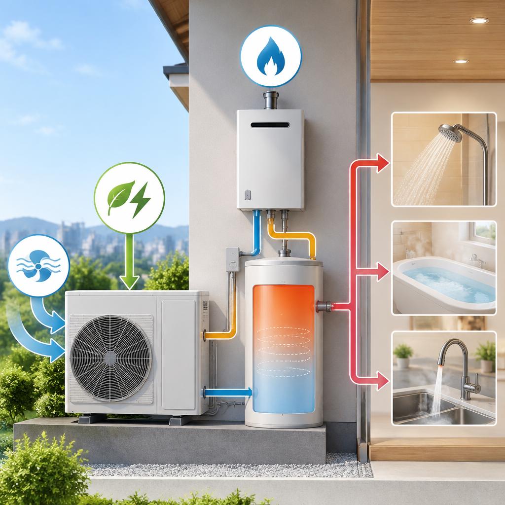 電気とガスを賢く併用。ハイブリッド給湯器の仕組みと特長