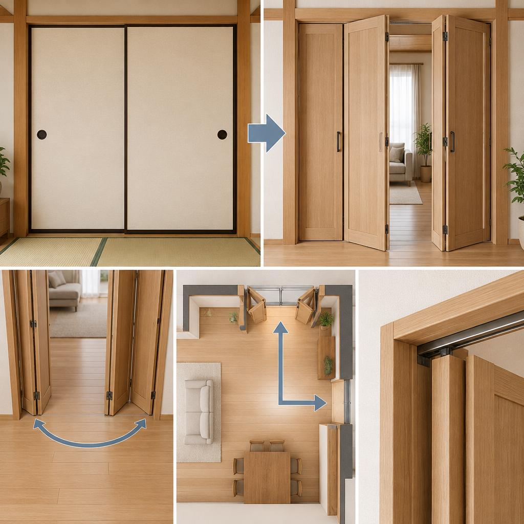 折れ戸への交換で、開け閉めも出し入れもスムーズに