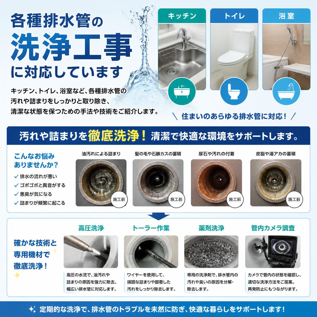 各種排水管の洗浄工事