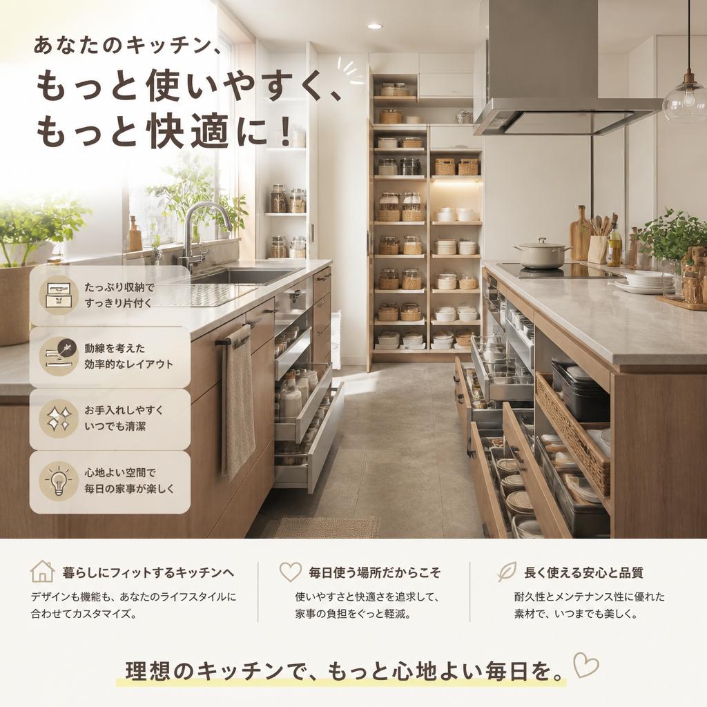 あなたのキッチン、もっと使いやすく、もっと快適に！