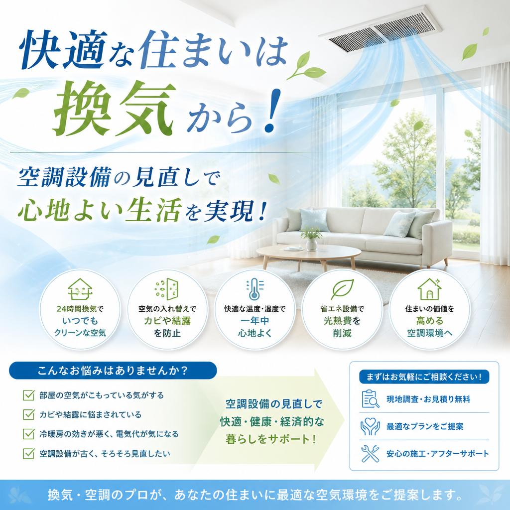 快適な住まいは換気から！空調設備の見直しで心地よい生活を実現！