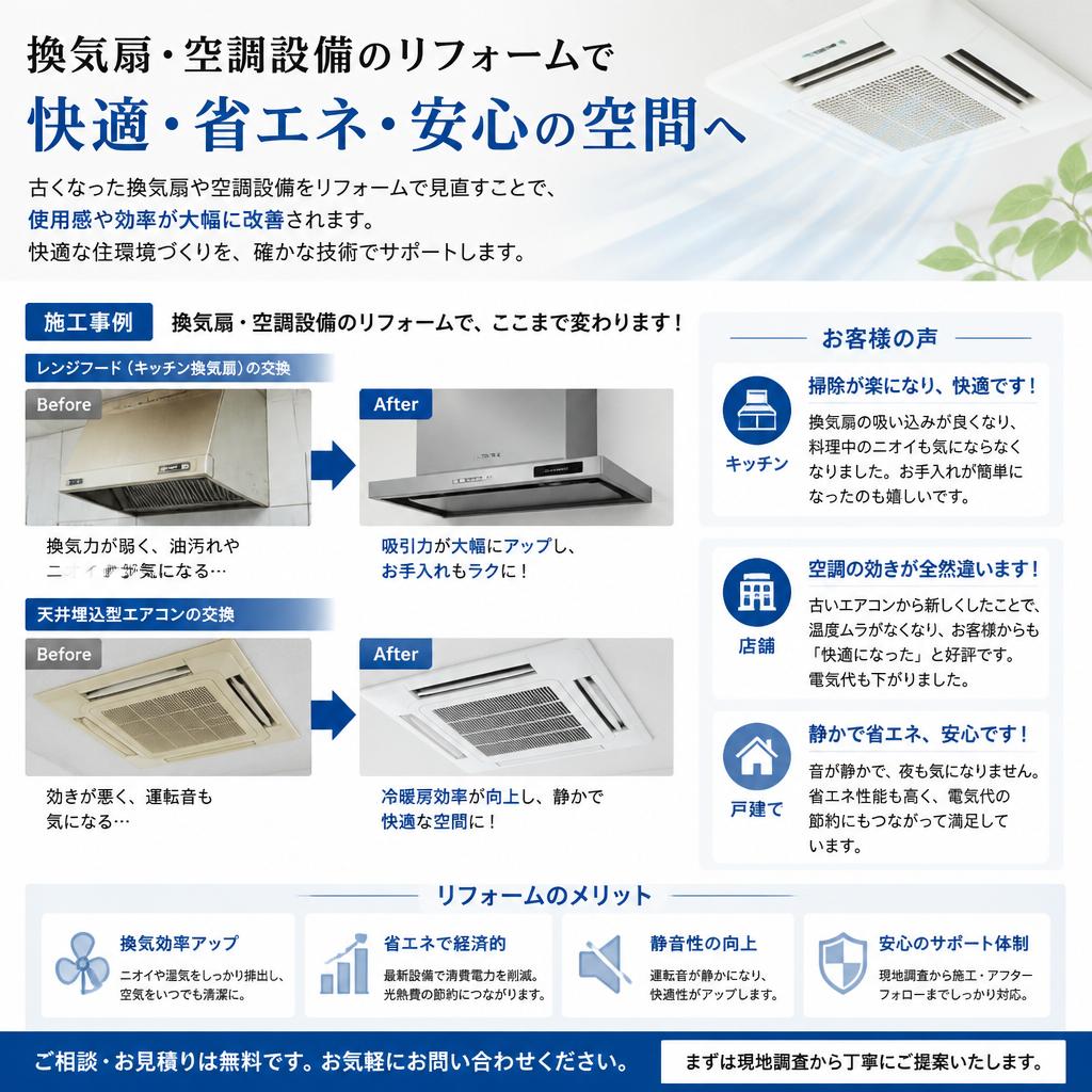リフォームでの換気扇・空調設備の見直し