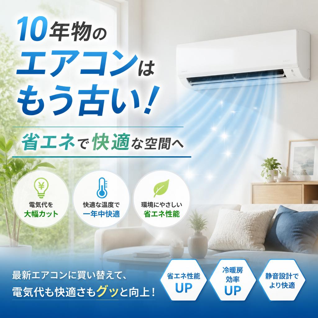 10年物のエアコンはもう古い！省エネで快適な空間へ