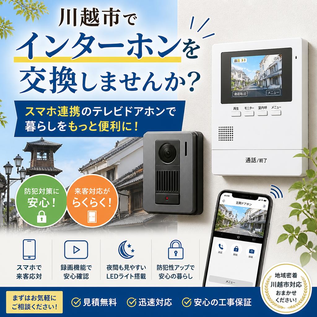 川越市でインターホンを交換しませんか？スマホ連携のテレビドアホンで暮らしをもっと便利に！