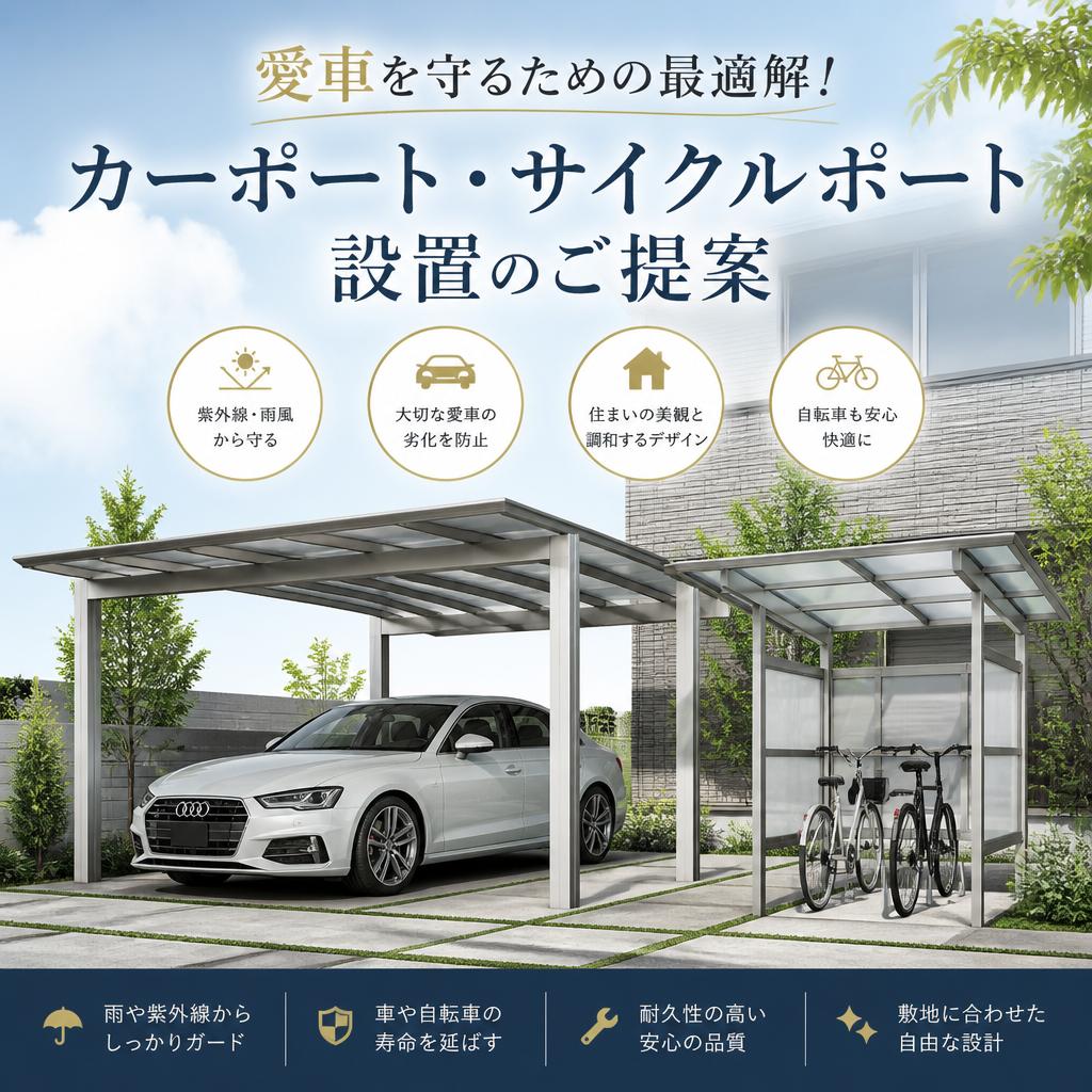 愛車を守るための最適解！カーポート・サイクルポート設置のご提案