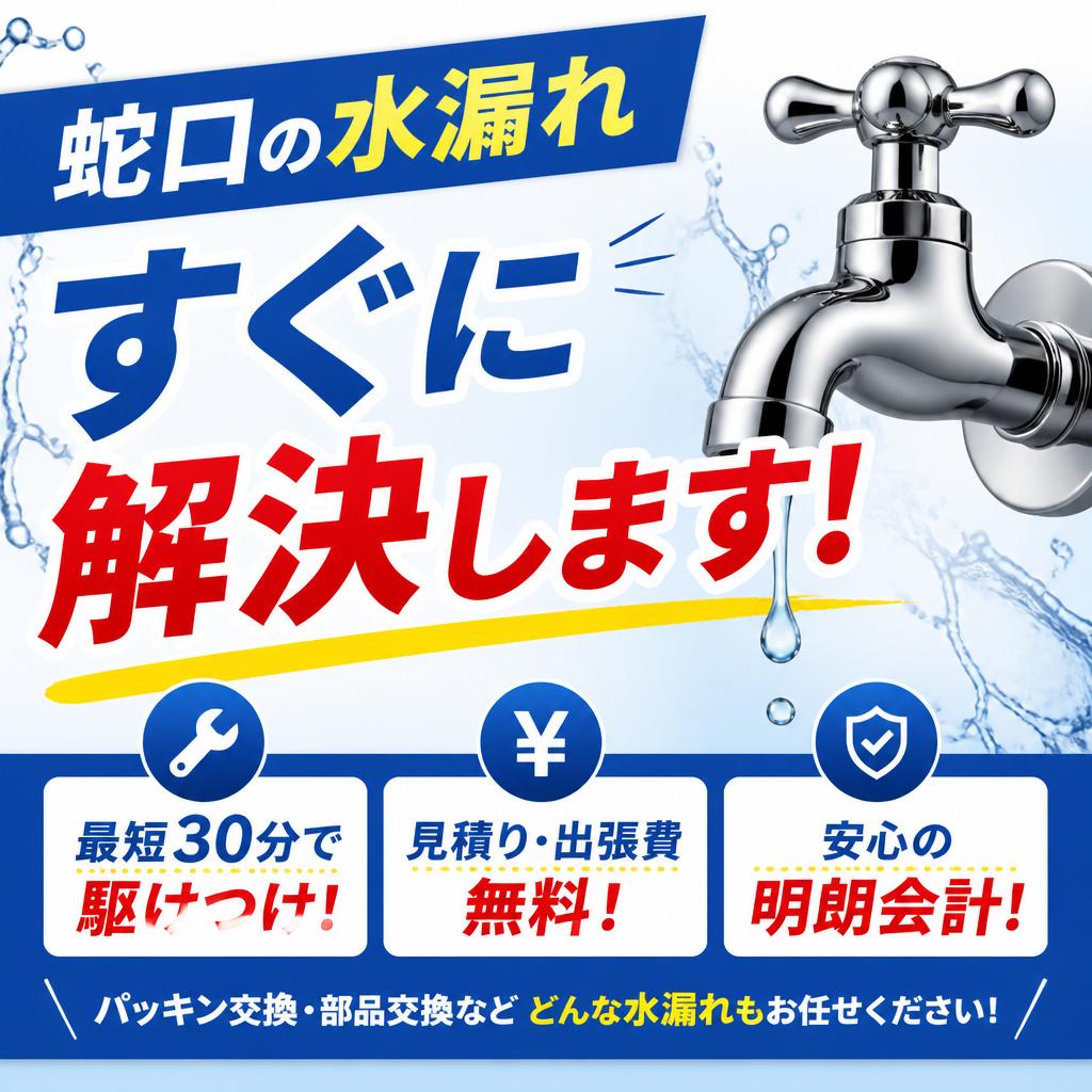 蛇口の水漏れ、すぐに解決します！