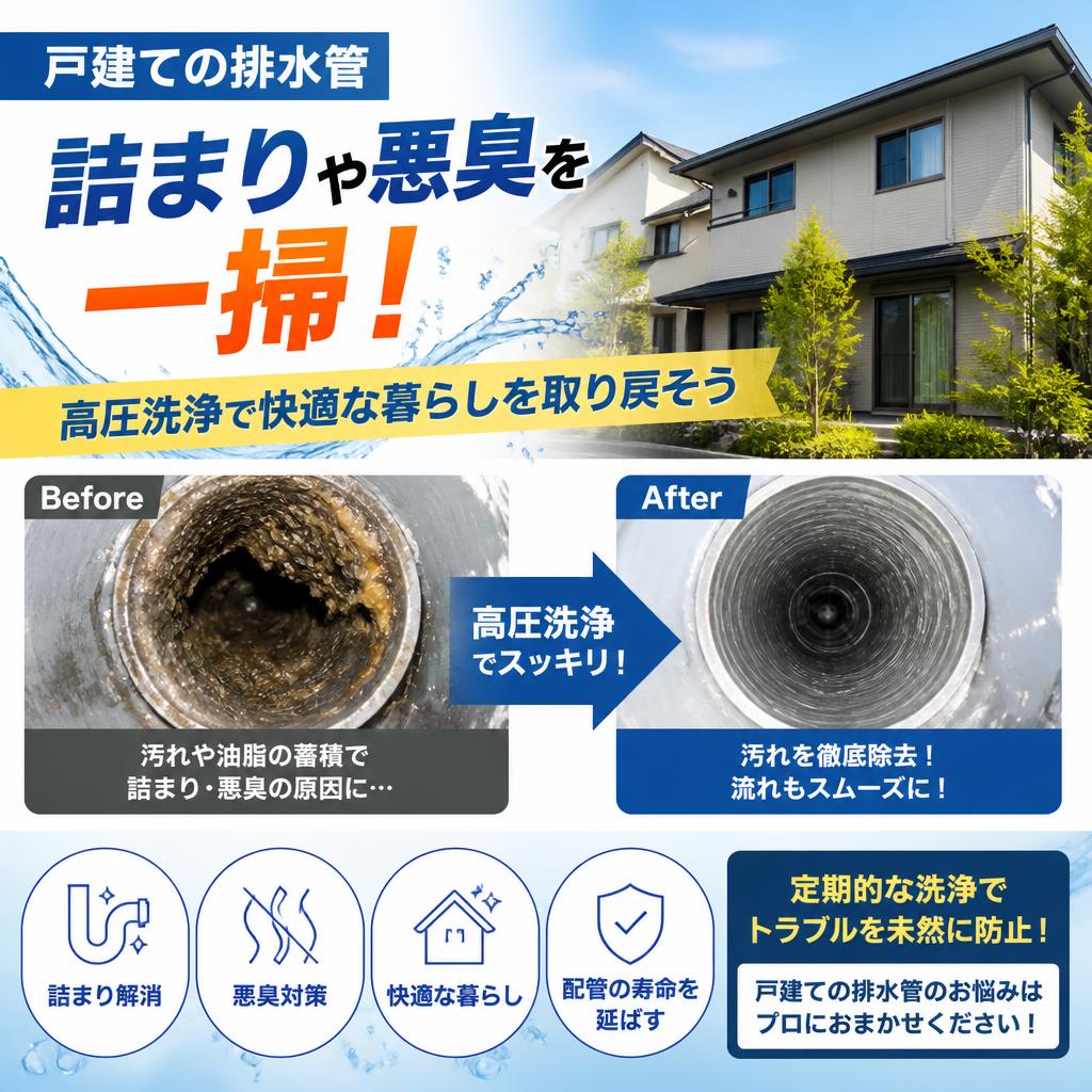 戸建ての排水管、詰まりや悪臭を一掃！高圧洗浄で快適な暮らしを取り戻そう