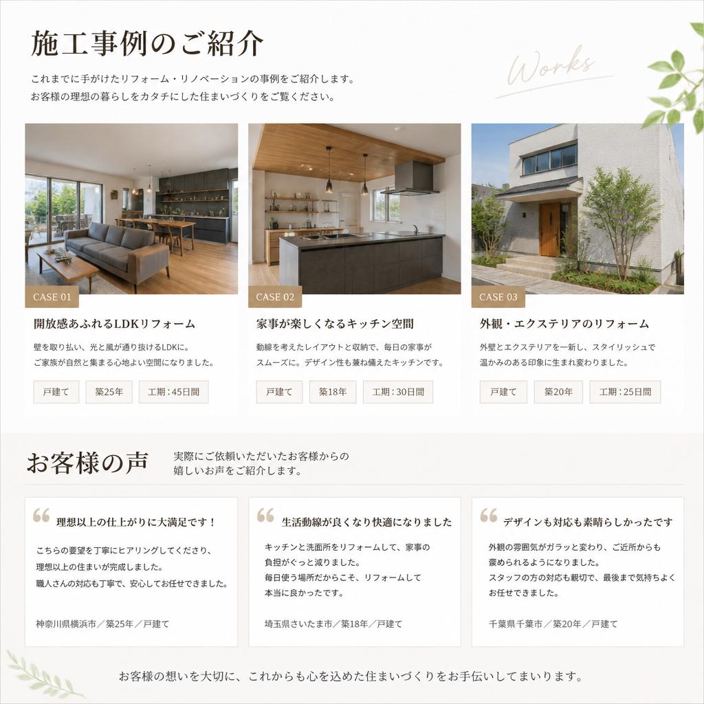 施工事例とお客様の声