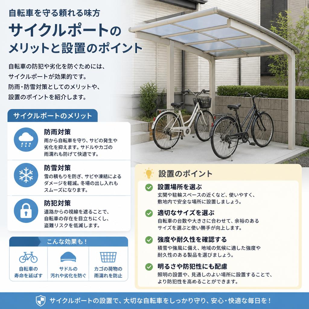 サイクルポートで自転車も守る