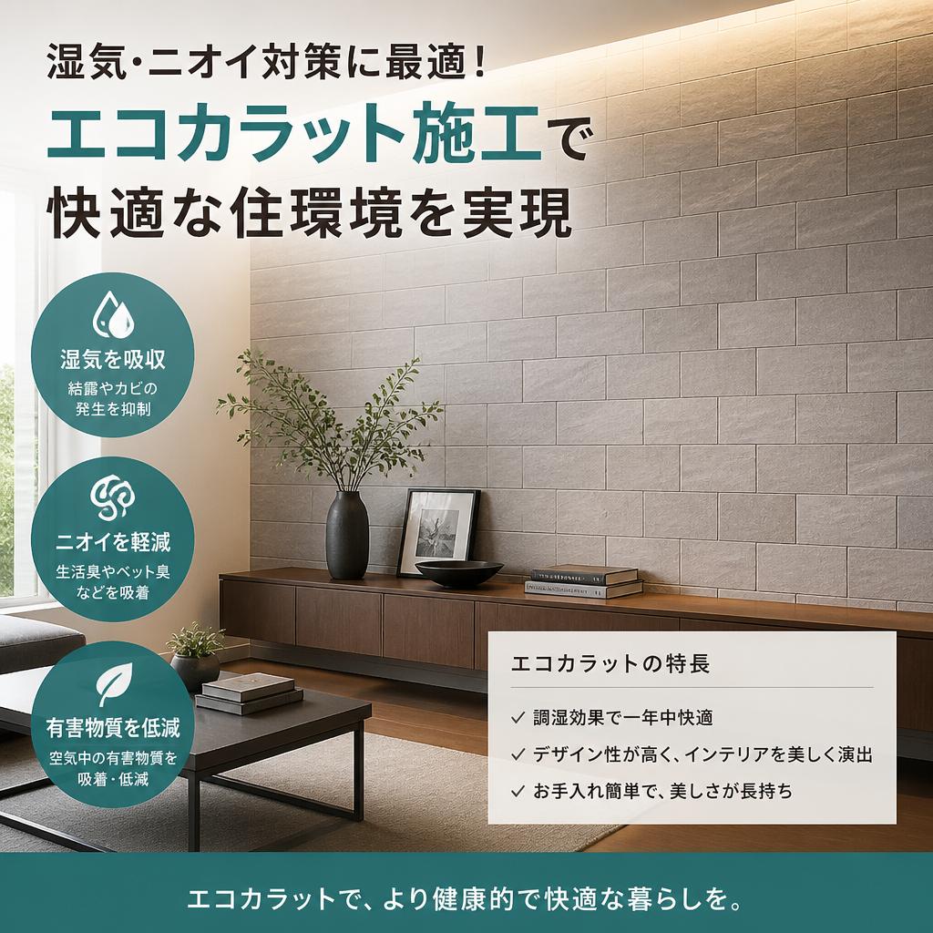 湿気・ニオイ対策に最適！エコカラット施工で快適な住環境を実現